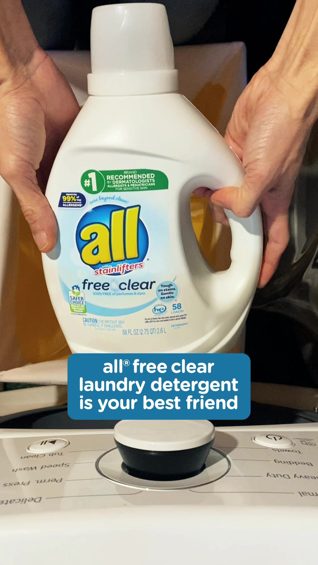 All Detergent, with Stainlifters, Free Clear - 88 fl oz